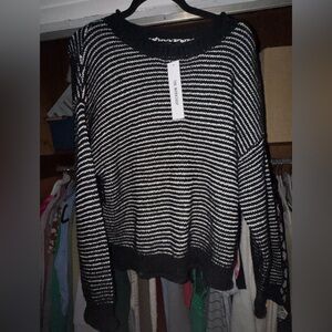 Workshop Republic Clothing Black and White Striped Sweater